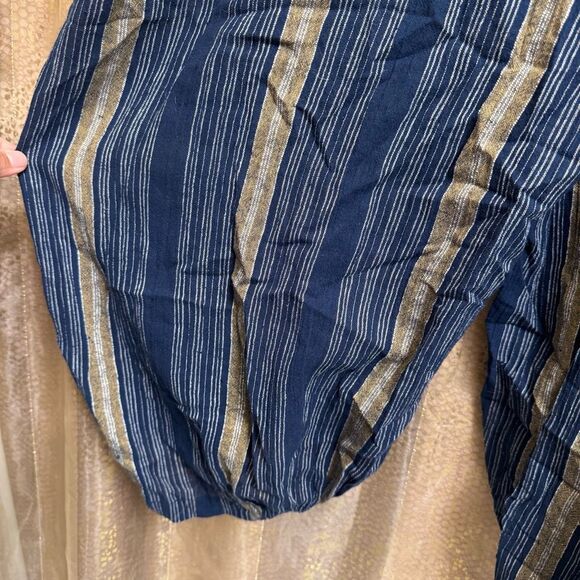 Free People Kind Favor Navy Blue Cotton Wide Leg Romper Jumpsuit Medium - Picture 6 of 12